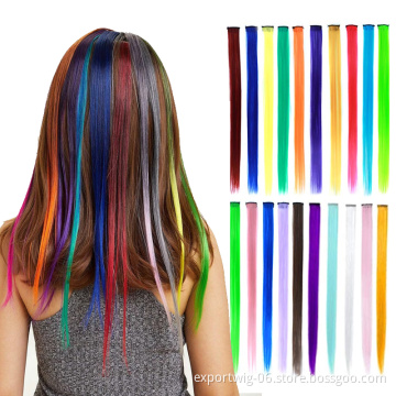 Hair Clip in Colored Hair Extensions Colorful Hair Extensions 20 inches Straight Synthetic Braiding Hairpieces For party